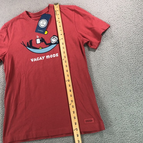 Life Is Good Shirt Adult Small Red Crusher Vacay Mode Coffee Hammack Sun Cotton - Picture 11 of 12